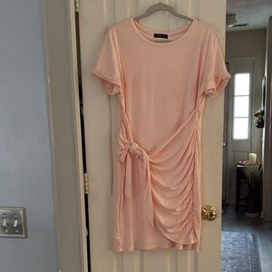 Chic Blush Draped Mini Dress